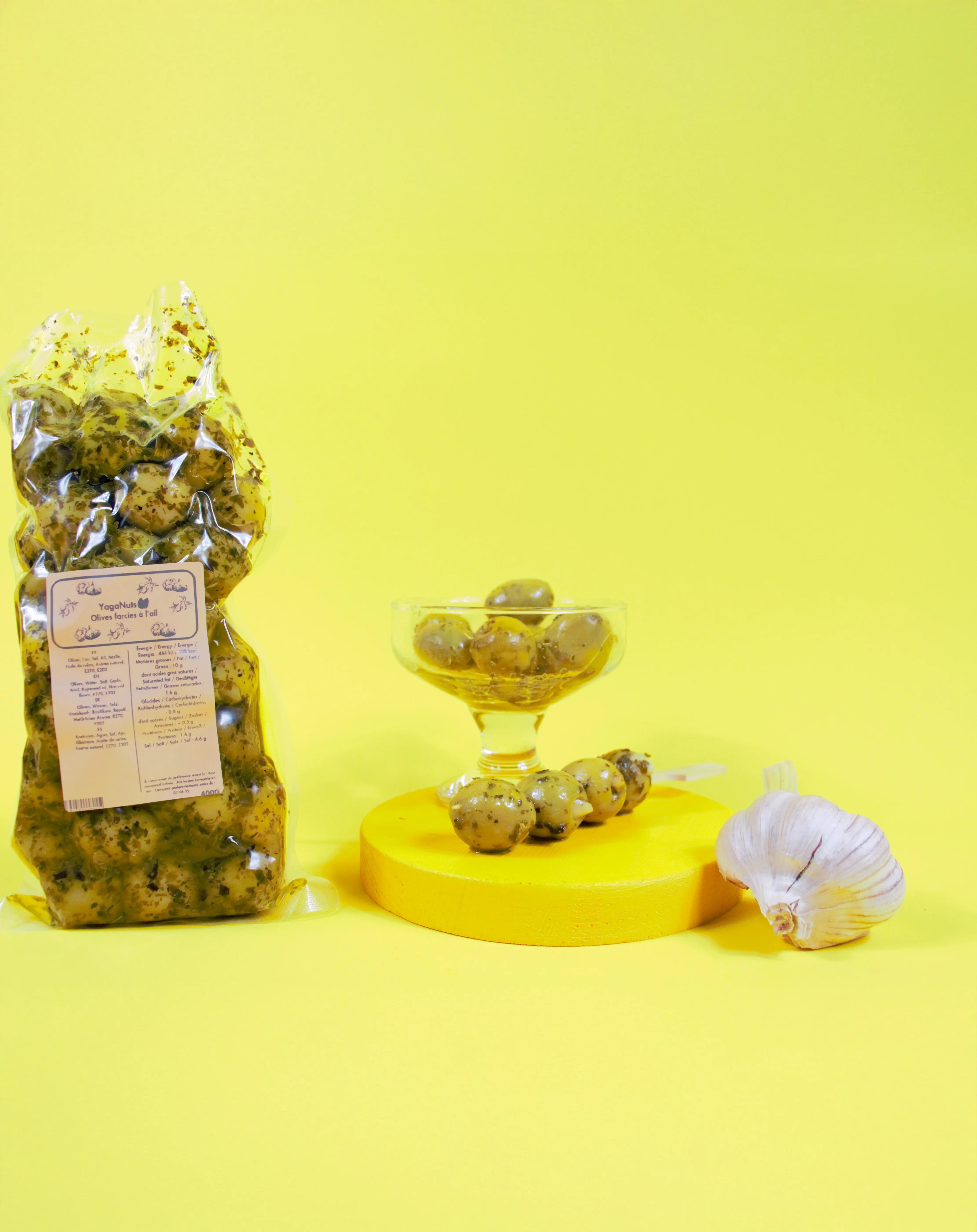 Olives farcies à l'ail YagaNuts