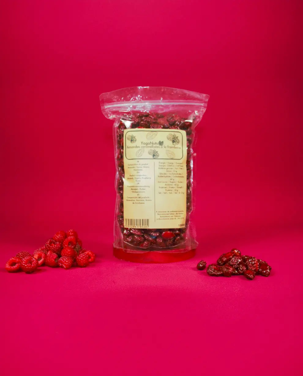 Amandes caramélisées à la framboise YagaNuts
