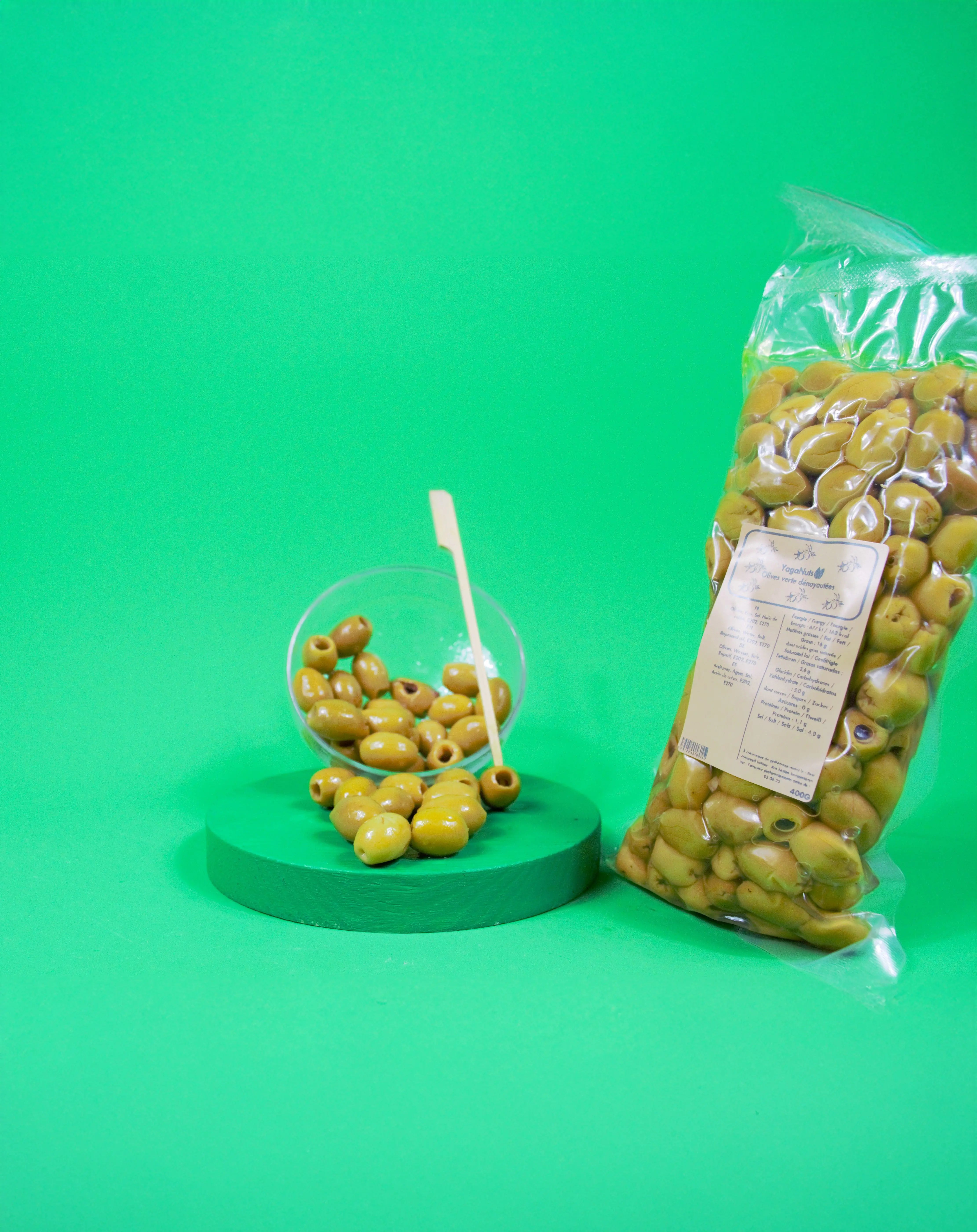 Olives vertes dénoyautées YagaNuts