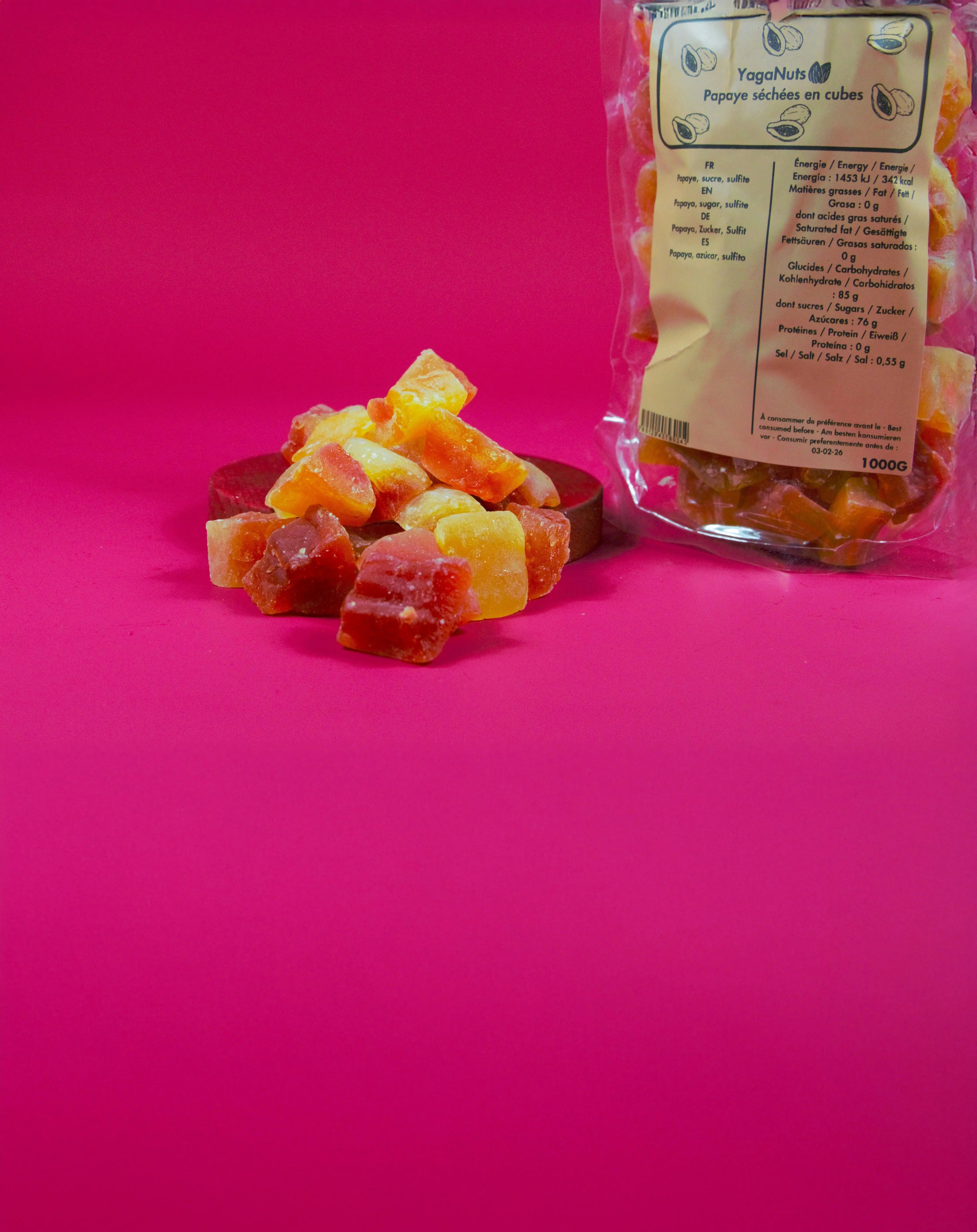 Papaye séchée en cubes YagaNuts